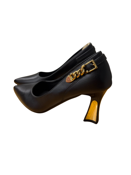 Black High Heel with Gold & Chain Detail