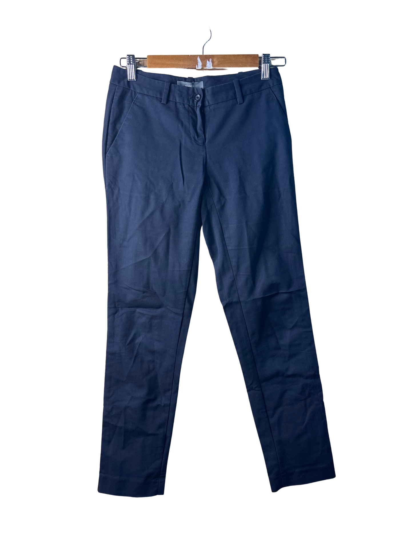Black/Dark Blue Low-Rise Fitted Business Pants