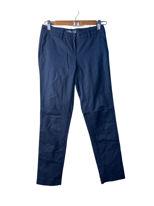 Black/Dark Blue Low-Rise Fitted Business Pants