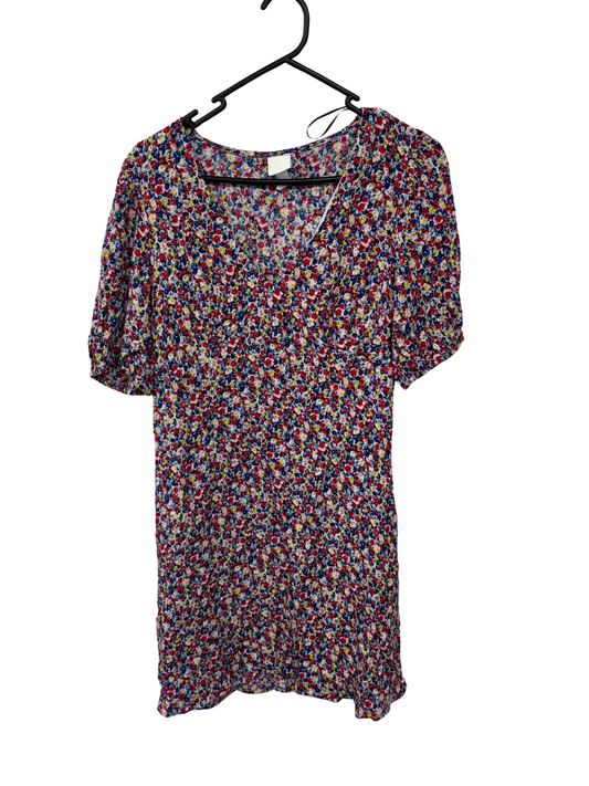 Red, Pink, Blue Floral Short Dress
