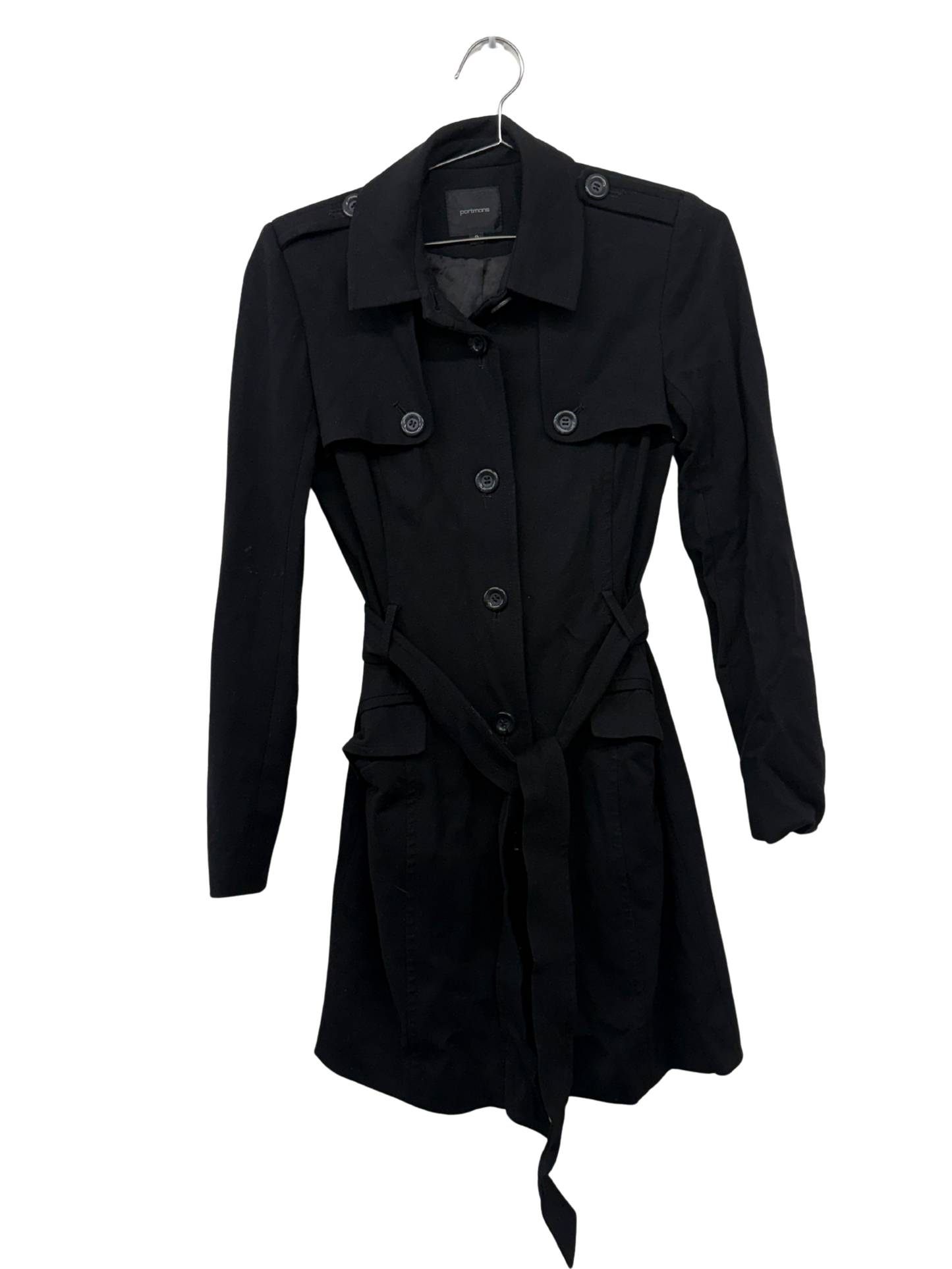 Black Trench Coat with Tie