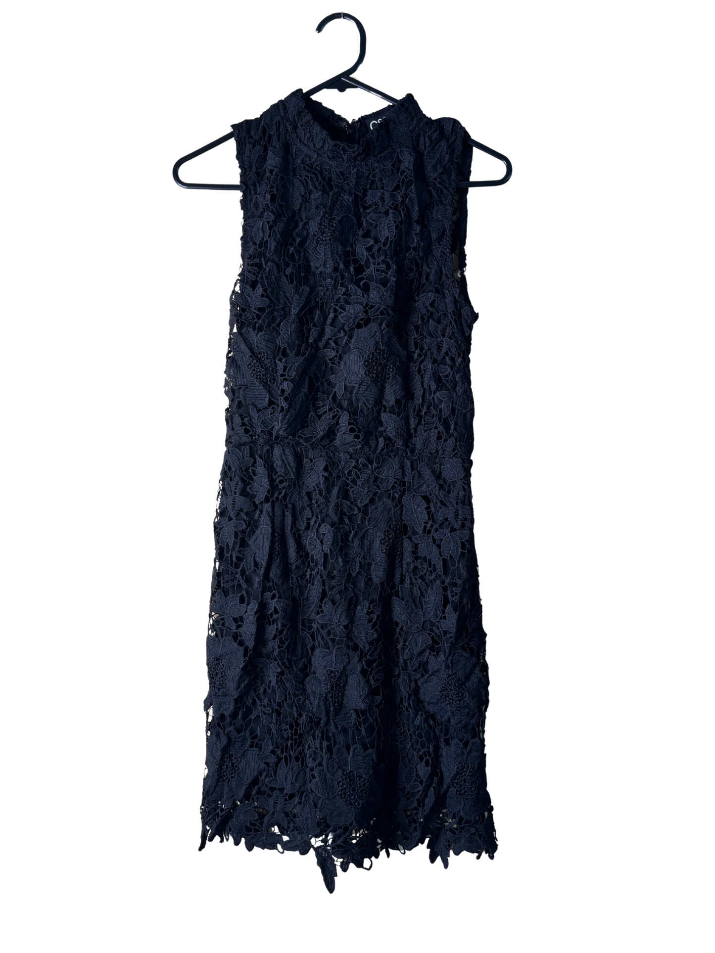 Black Lace Sleeveless Knee Length Fitted Dress