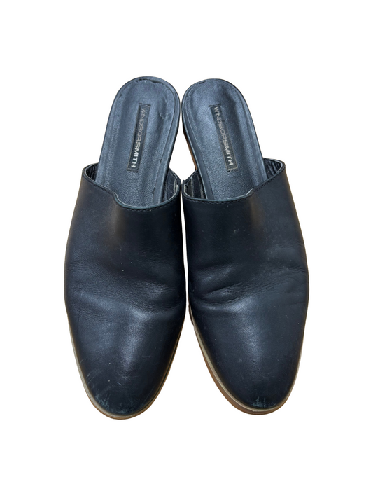 Black Leather Slides