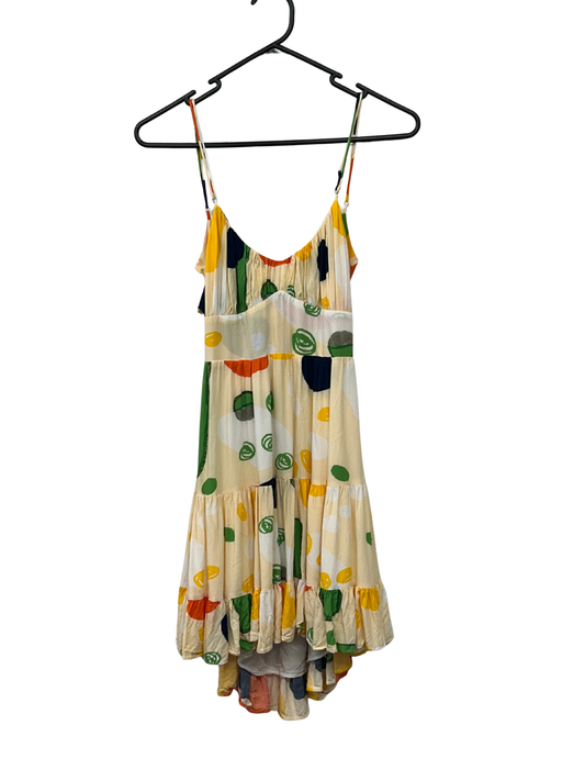 Cream & Multicolour Artsy Sleeveless Mini Dress