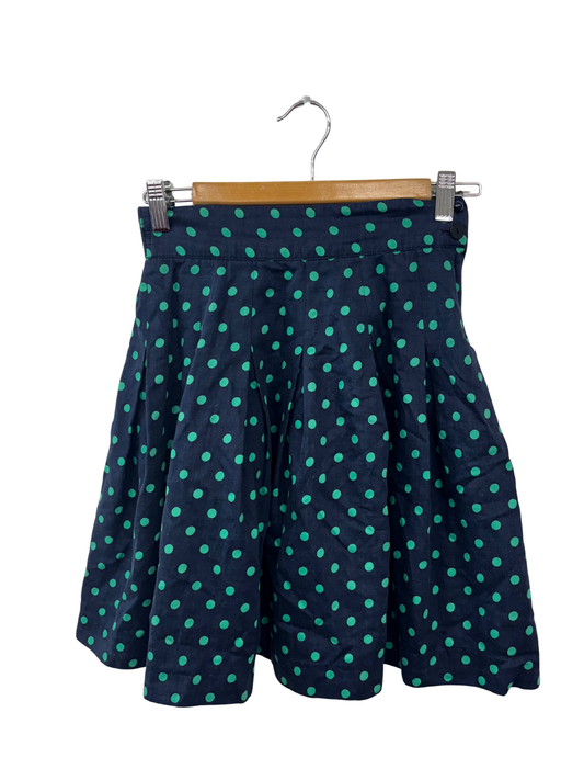 Vintage Dark Blue & Green Dot Pleated Highwaisted Skirt