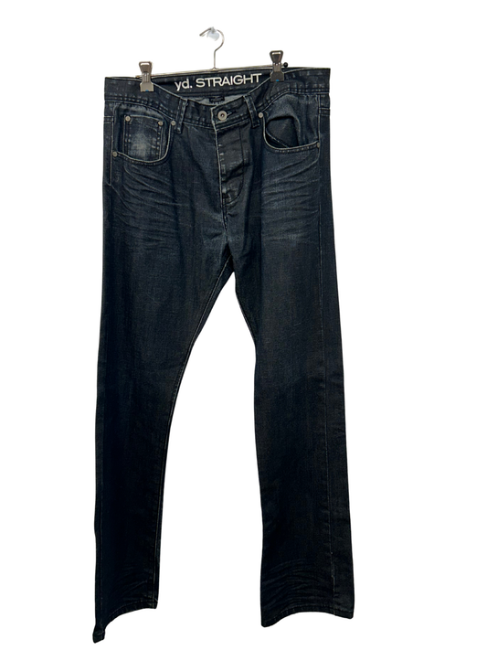 Black Mid Rise Straight Leg Jeans