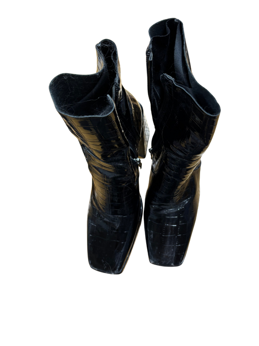 Black Faux Leather Platform Boots