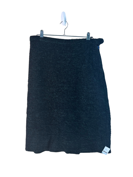 Vintage Dark Green & Black Fluffy Knee Length Pencil Skirt
