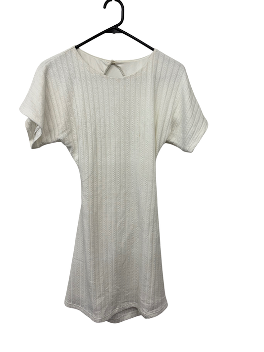 White Short Sleeve Backless Short Dress