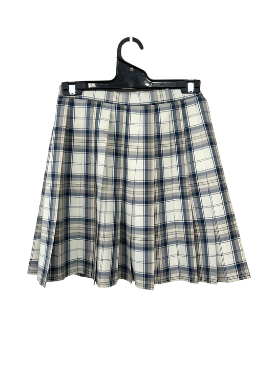 White, Navy & Biege Plaid Mini Skirt