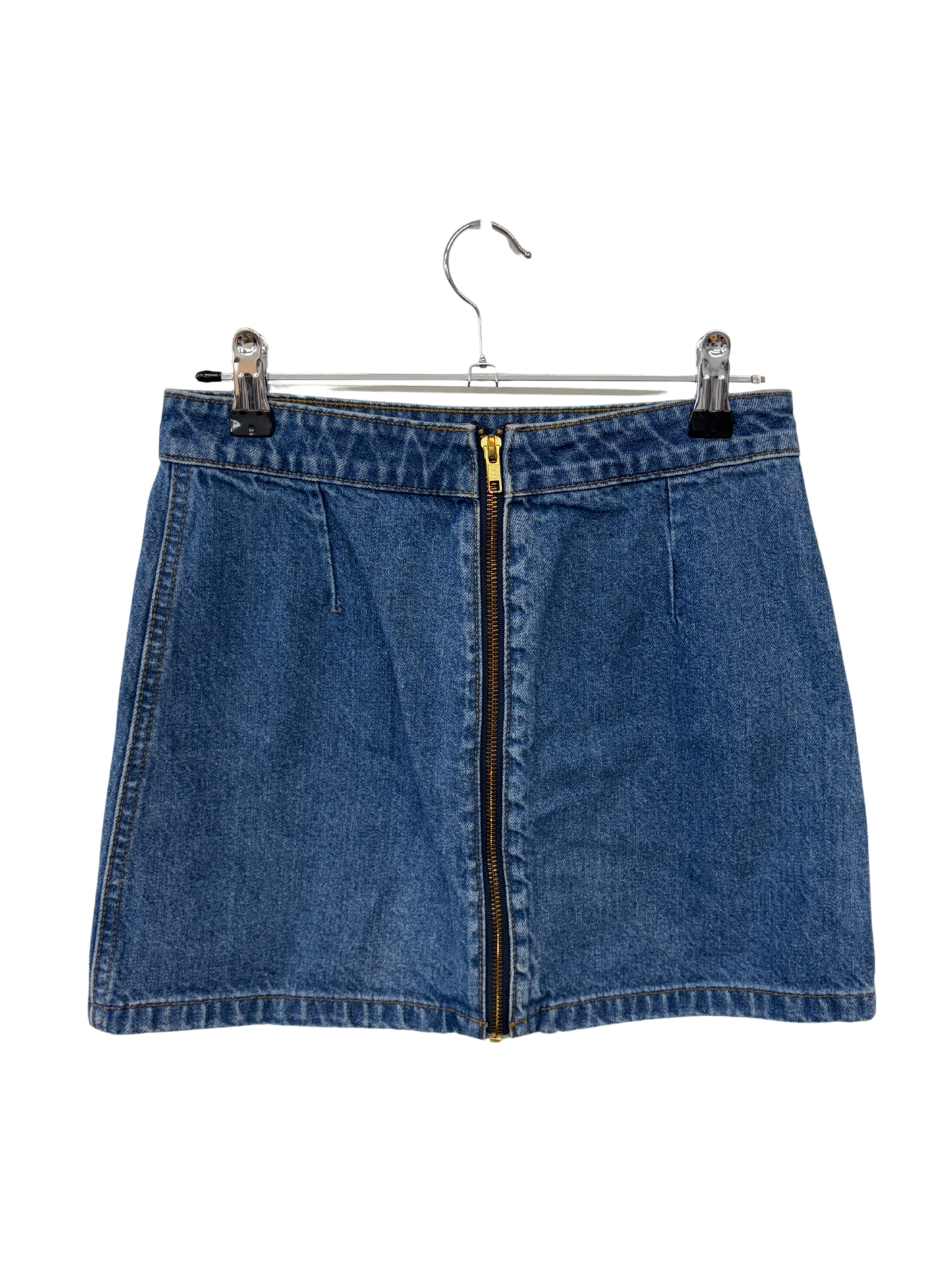 Dark Blue Denim Short Skirt with Zip Up Back