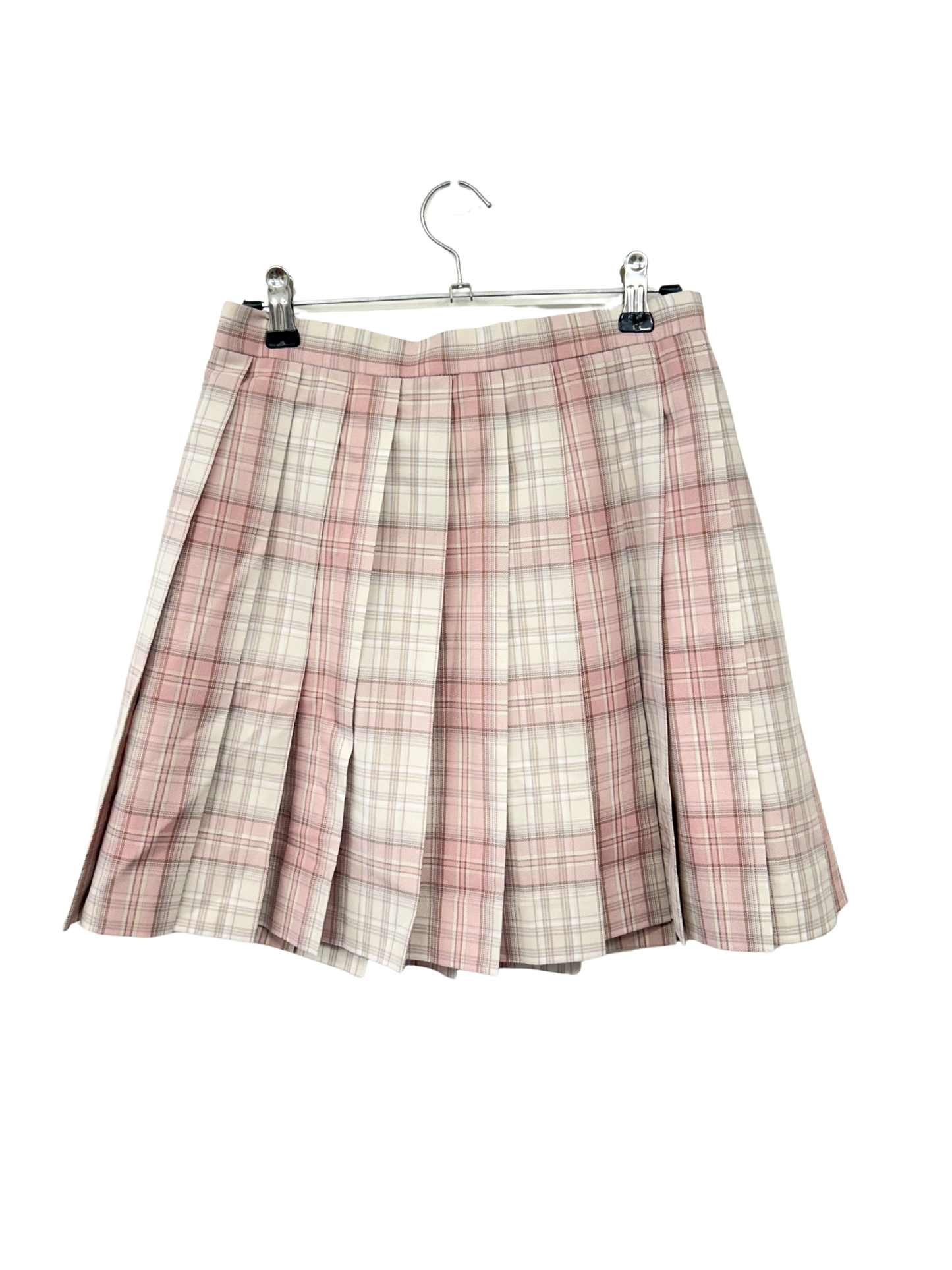Pink, White & Biege Plaid Mini Skirt