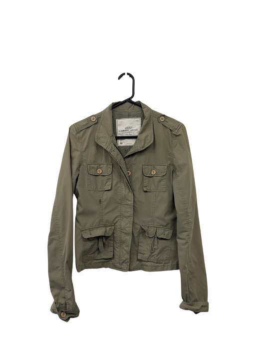 Khaki Green Jacket with Lace Details