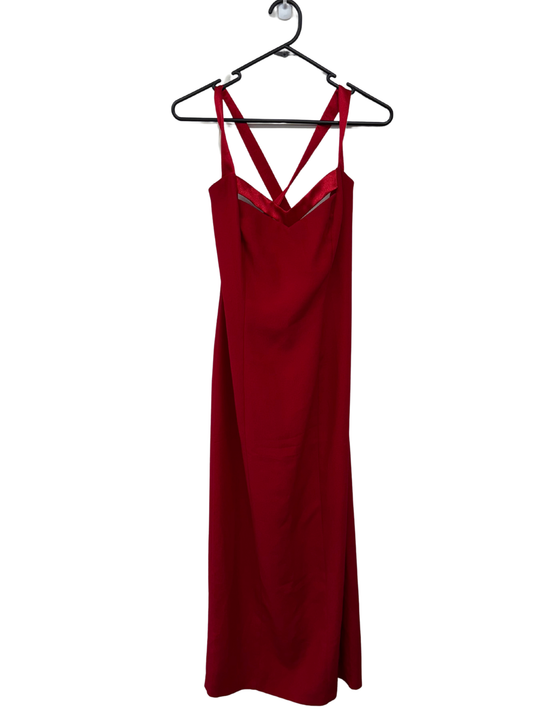 90s Red Cross Back Strappy Formal Long Dress