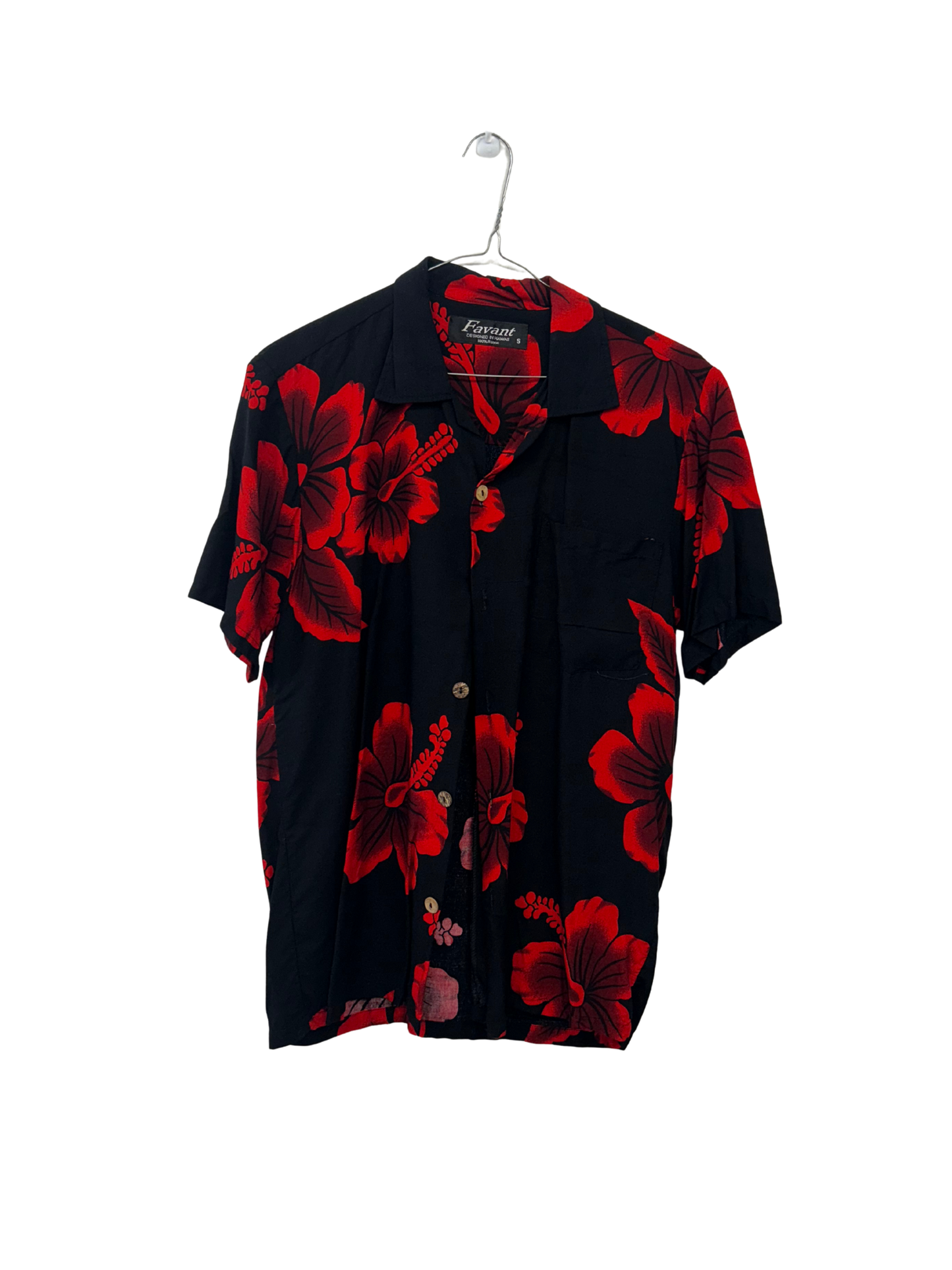 Black & Red Floral Hawaiian Button Up
