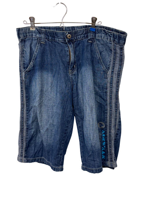 00s Blue Denim Shorts with Side Stripes