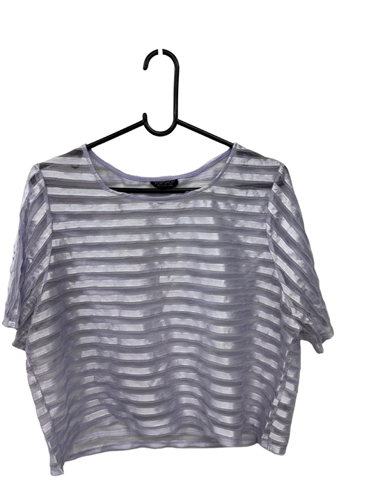 Light Purple Sheer Stripe Crop T Shirt