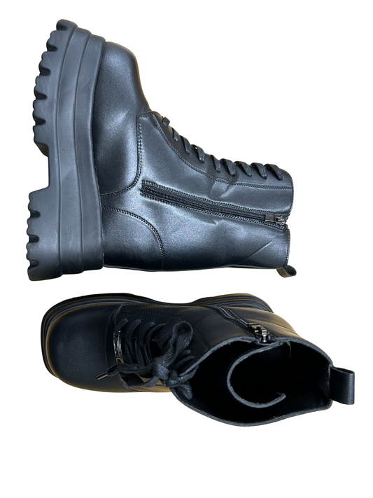 Black Chunky Platform Lace/Zip Up Boots