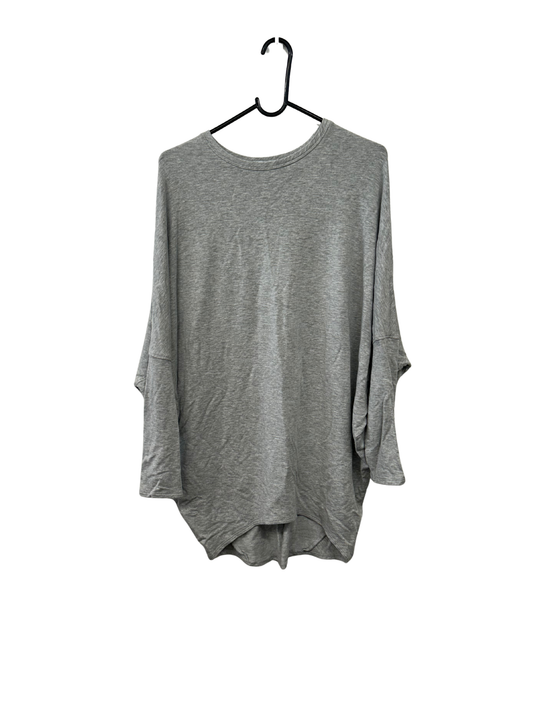 Grey Half Sleeve Asymmetrical Long Top