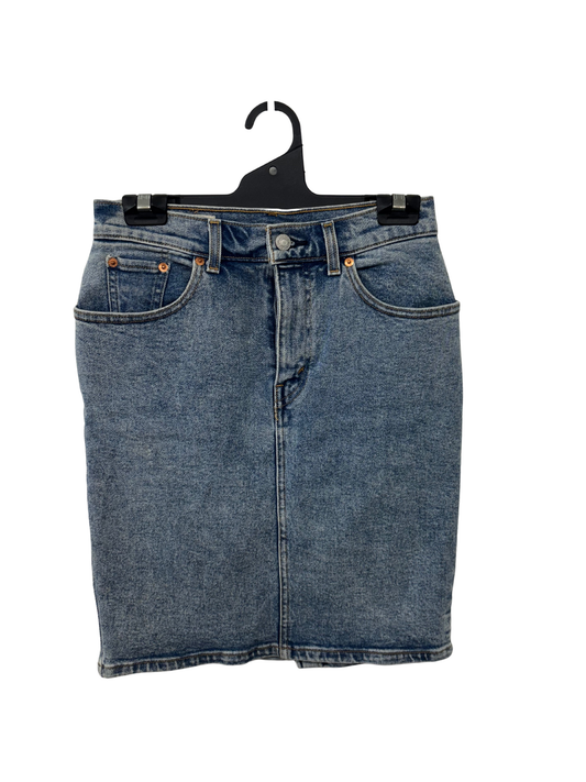 Blue Denim Fitted Skirt