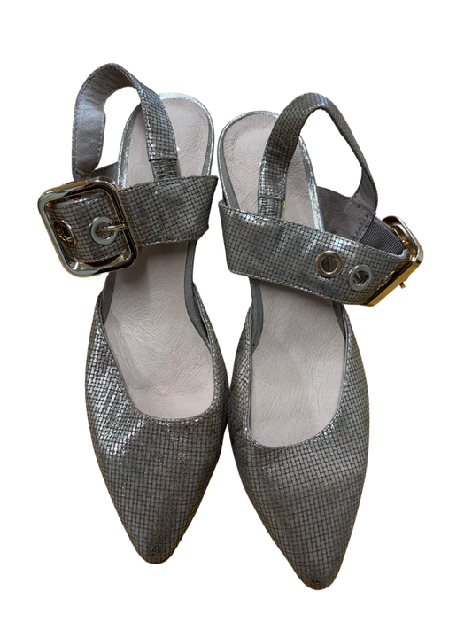 Rose Gold Block Heel Buckle Up Shoes