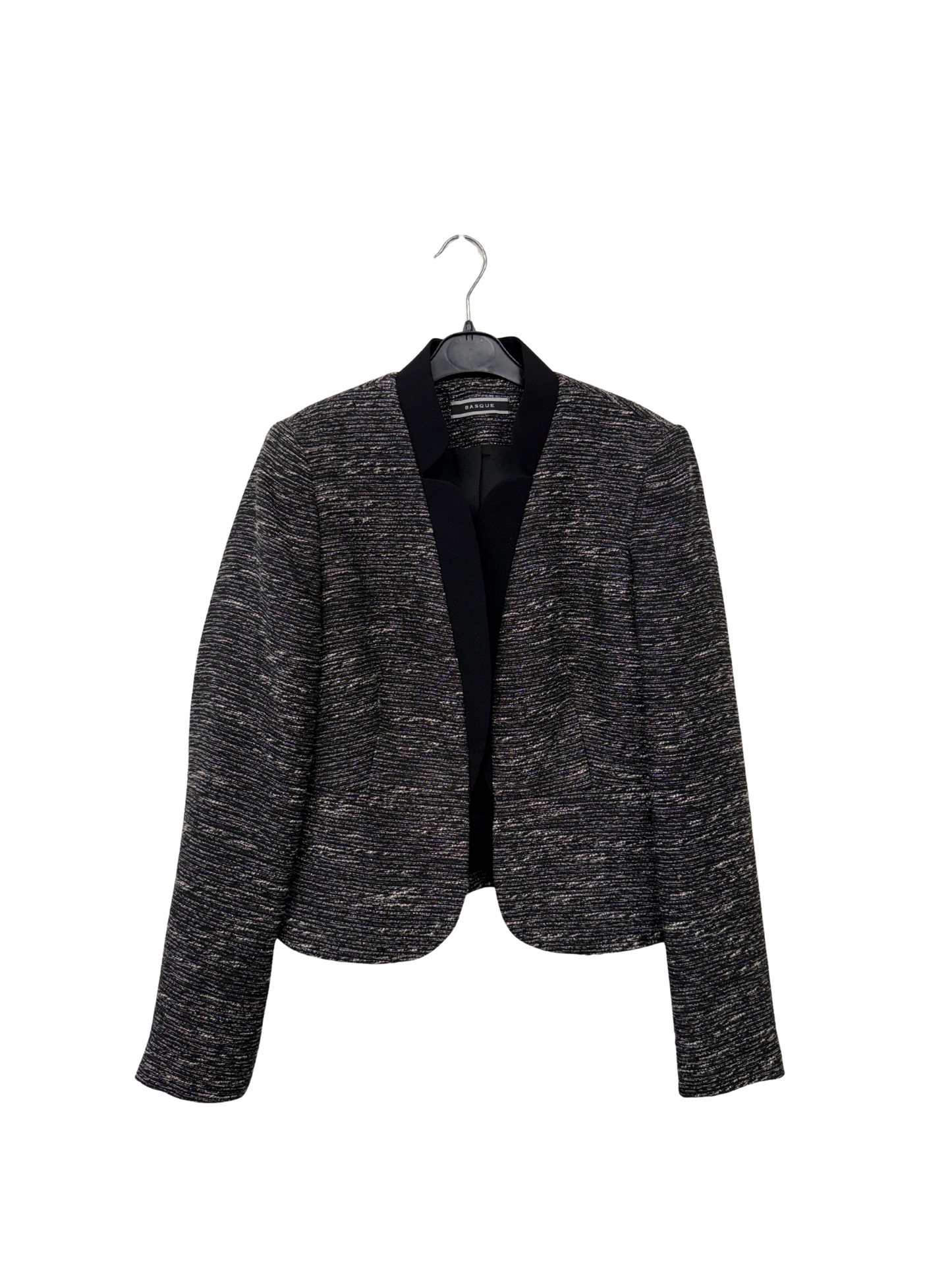 Black & White Cropped Textured Blazer