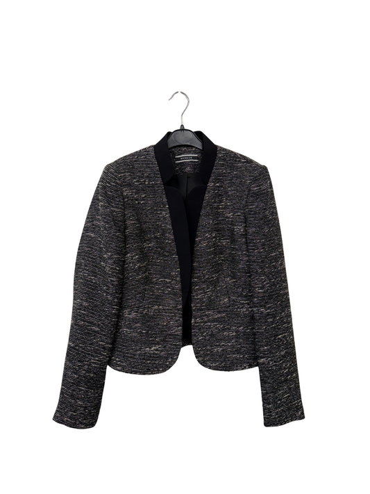 Black & White Cropped Textured Blazer