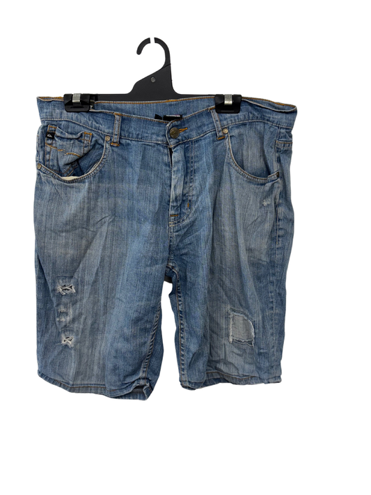 00s Light Blue Denim Shorts with Distressing