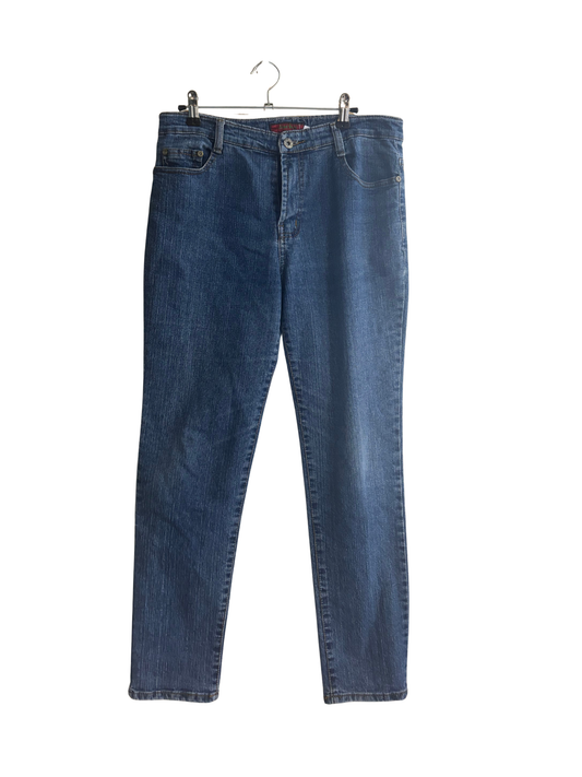 Blue Low Rise Straight Leg Jeans
