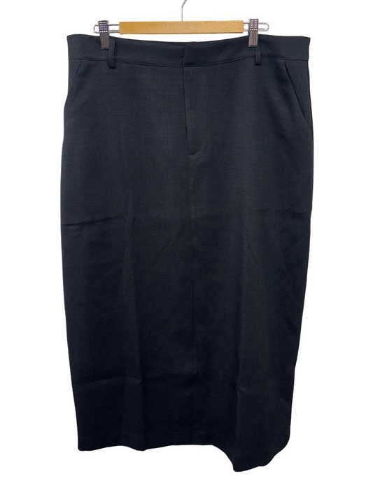 Black Tailored Midi Skirt