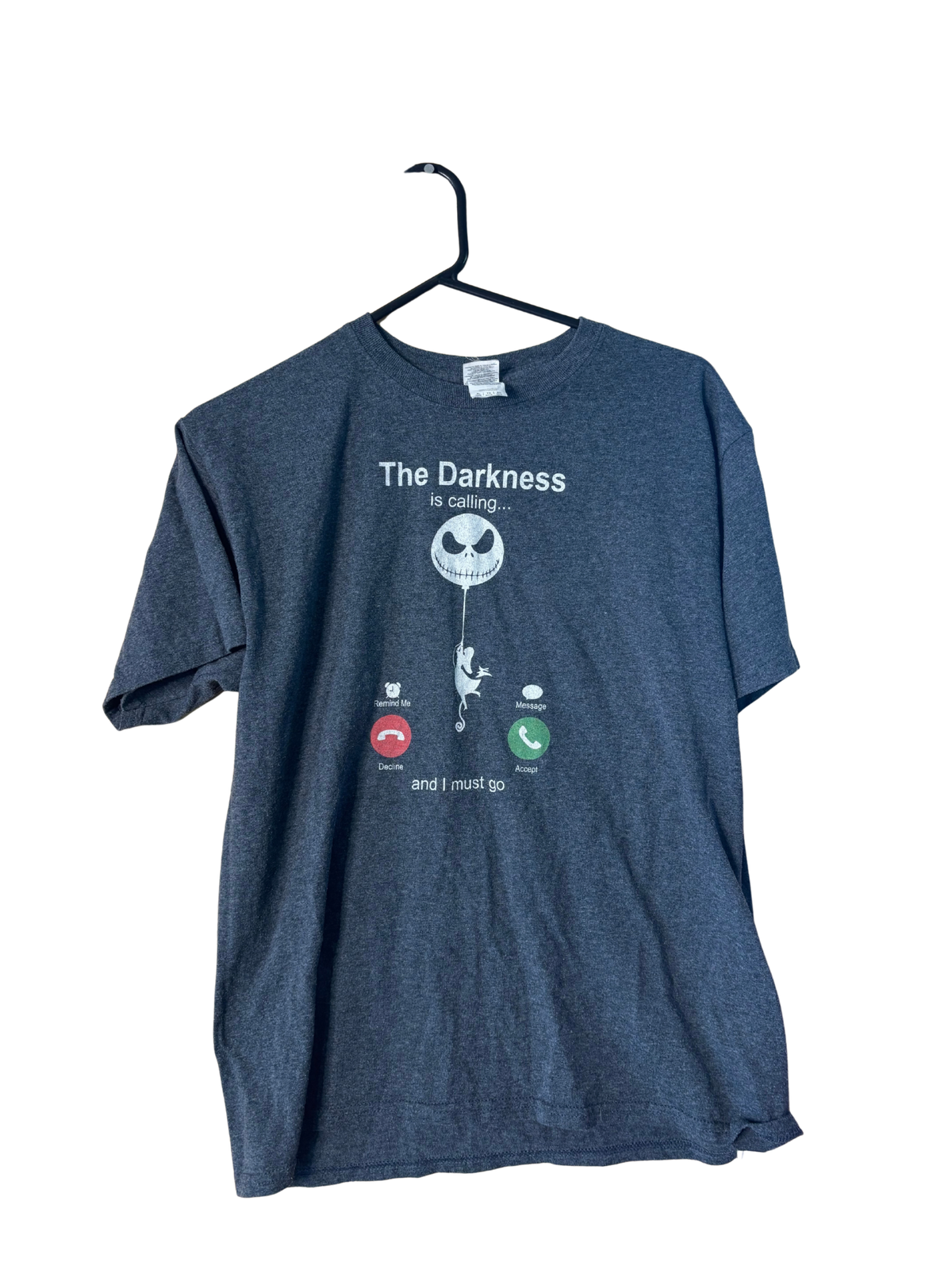 Dark Grey Slim Fit Tee with White 'Jack Skellington' Logo