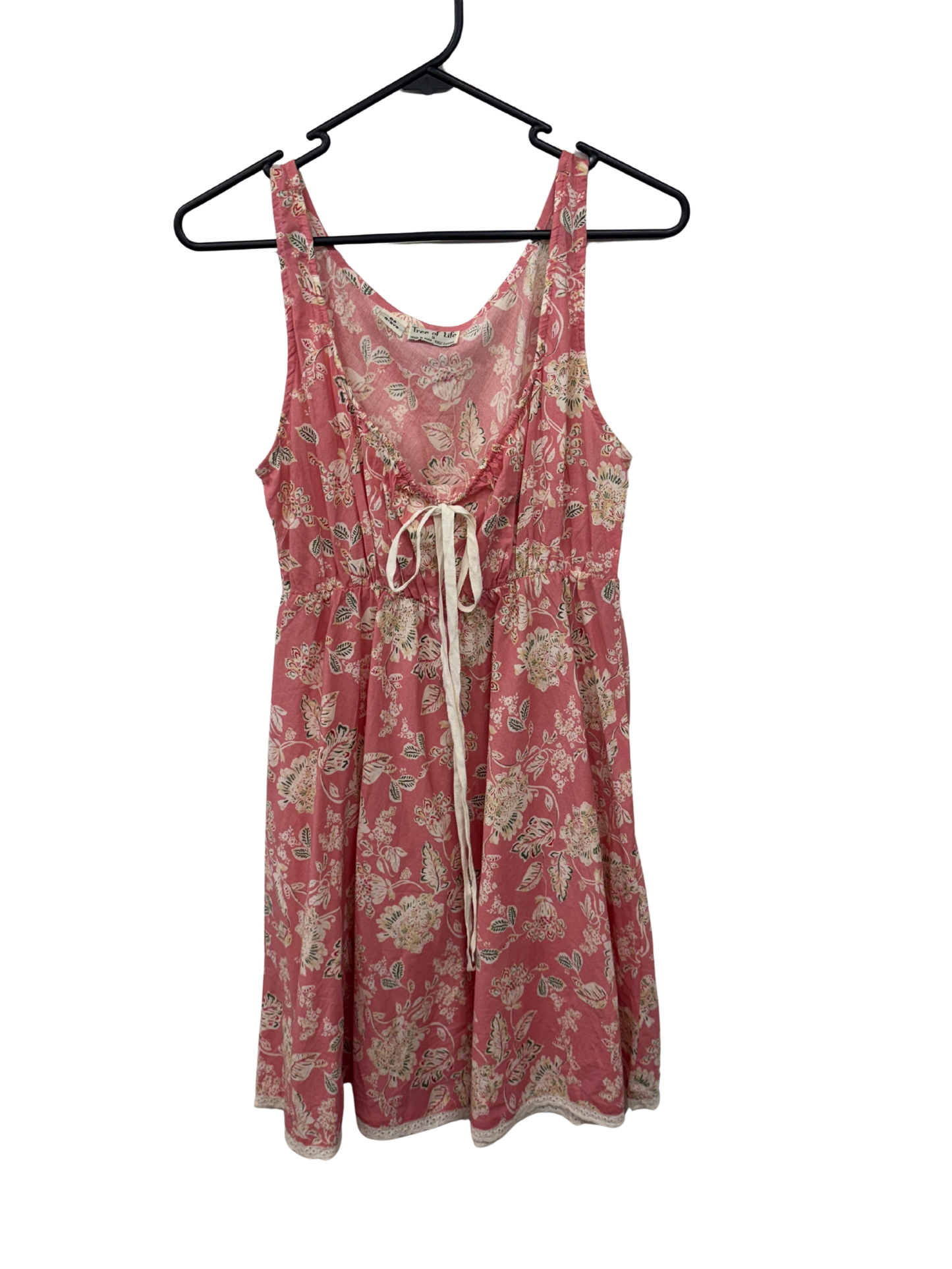 Light Pink & White Floral Print Sleeveless Dress