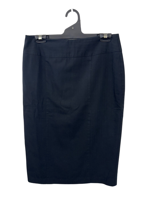 Black Stripe Fitted Pencil Knee Length Skirt