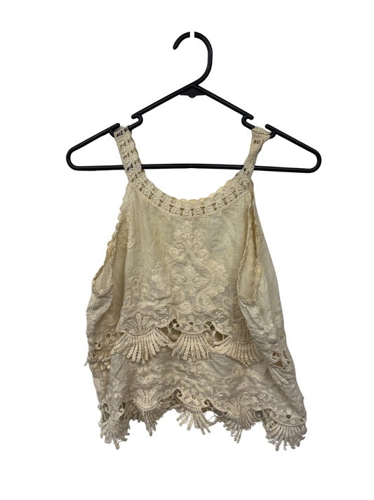 Cream Lace Sleeveless Top