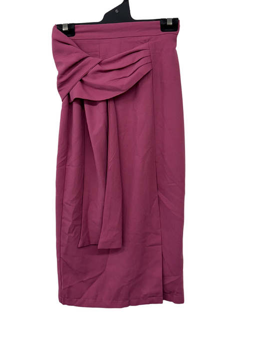 Pink Midi Wiggle Skirt with Draped Belt