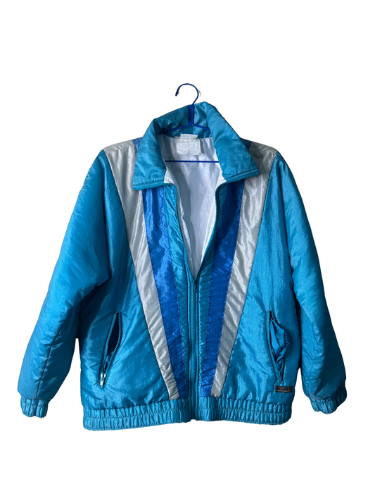80s Blue & Cream Puffy Tracksuit Jacket