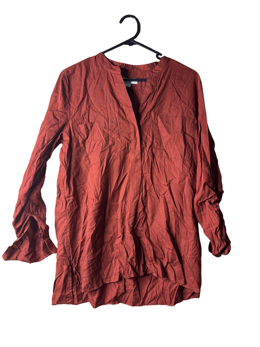 Rusty Red Long Sleeve Button Up Shirt
