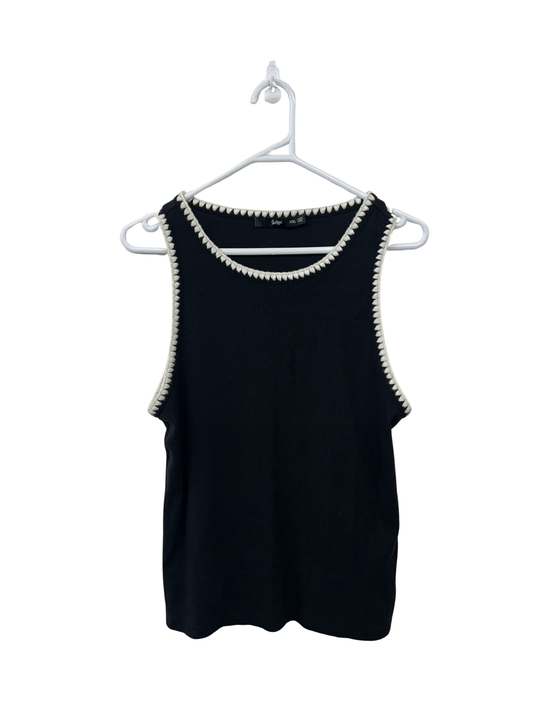 Black & White Sleeveless Tank with Contrast Hem