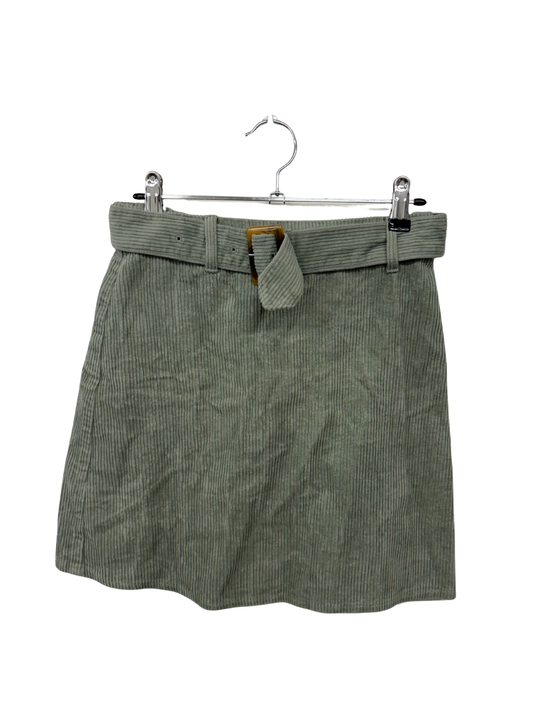 Light Green Corduroy Skirt with Belt