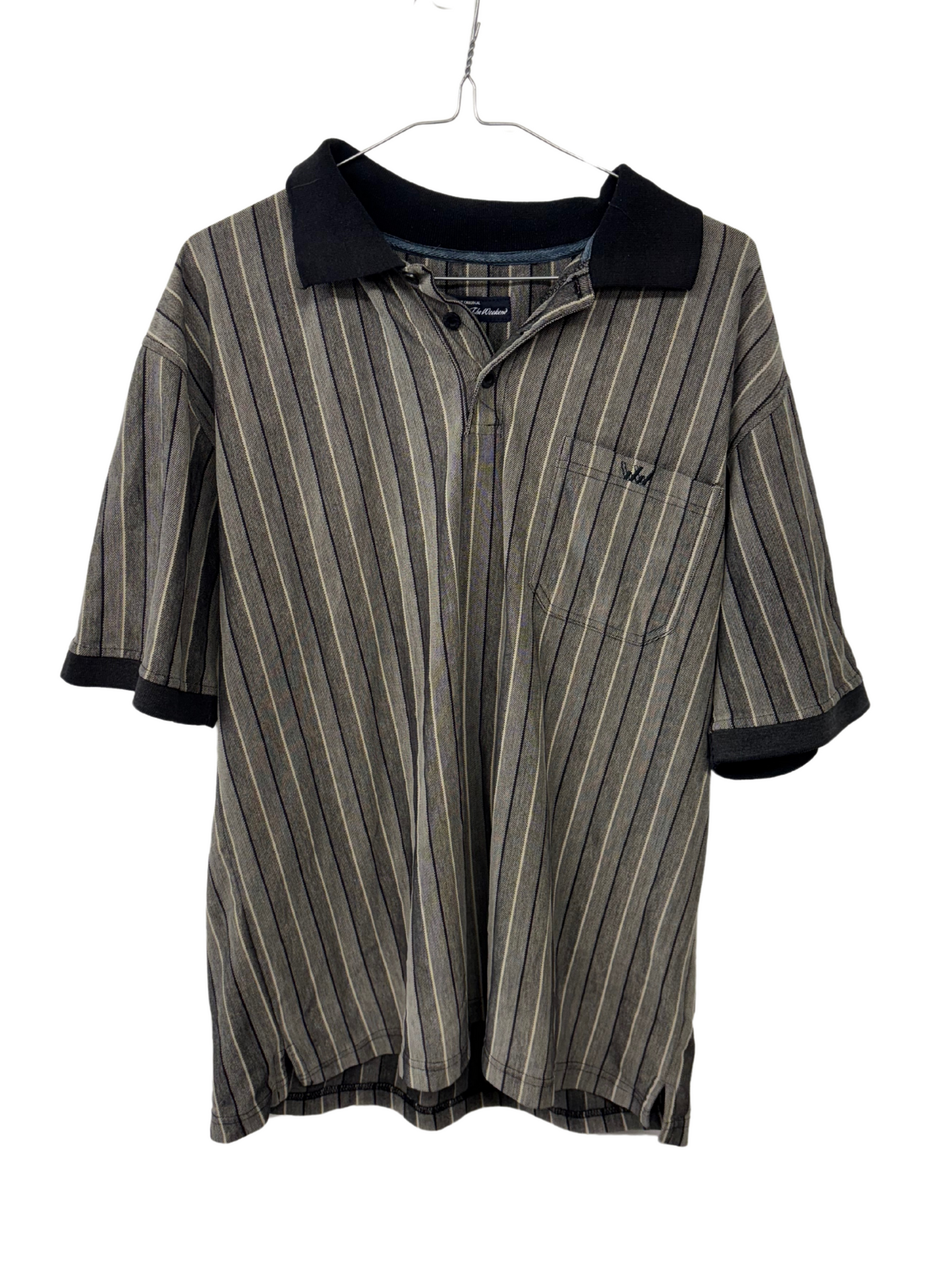 Grey & Cream Stripe Polo Shirt