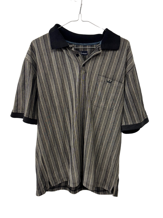 Grey & Cream Stripe Polo Shirt