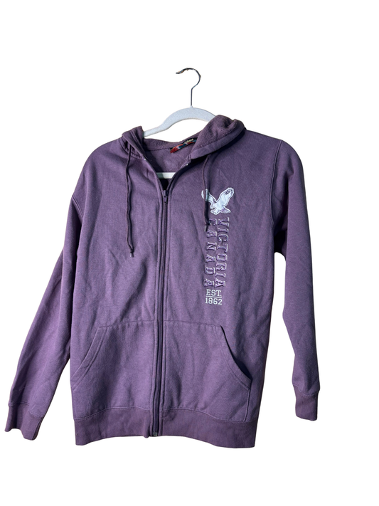 Mauve/Purple Fitted Embroidered Hoodie 'Canada'