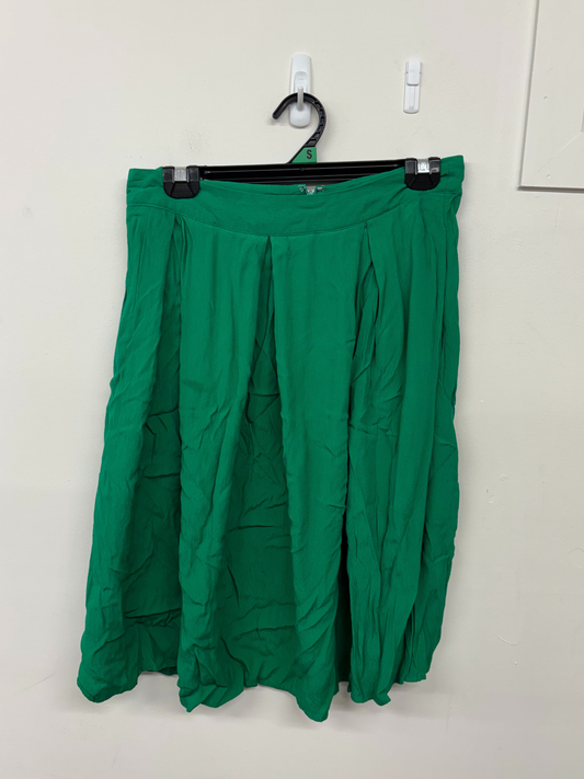 Green Knee Length Midi Skirt