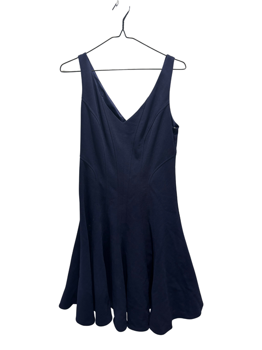 Dark Blue Sleeveless Skater Style Panel Knee Length Dress