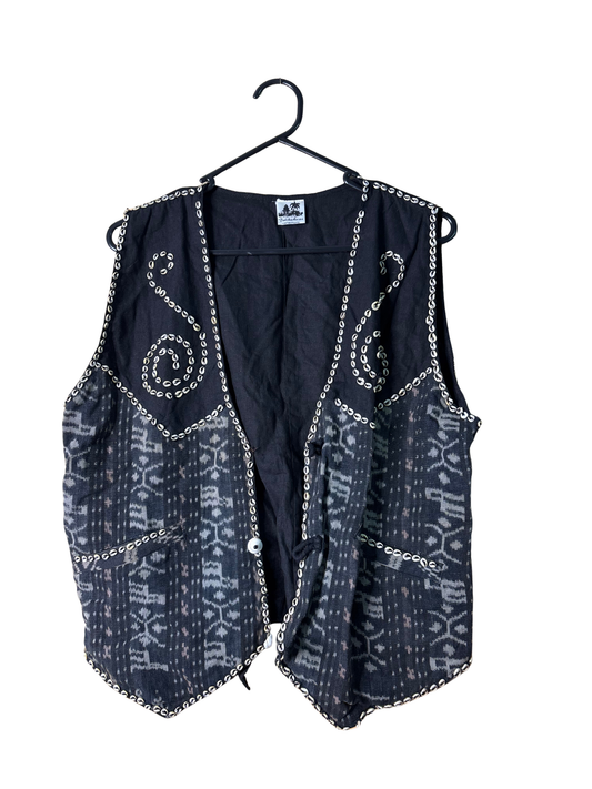 Black, Grey Vest with Shell Detail