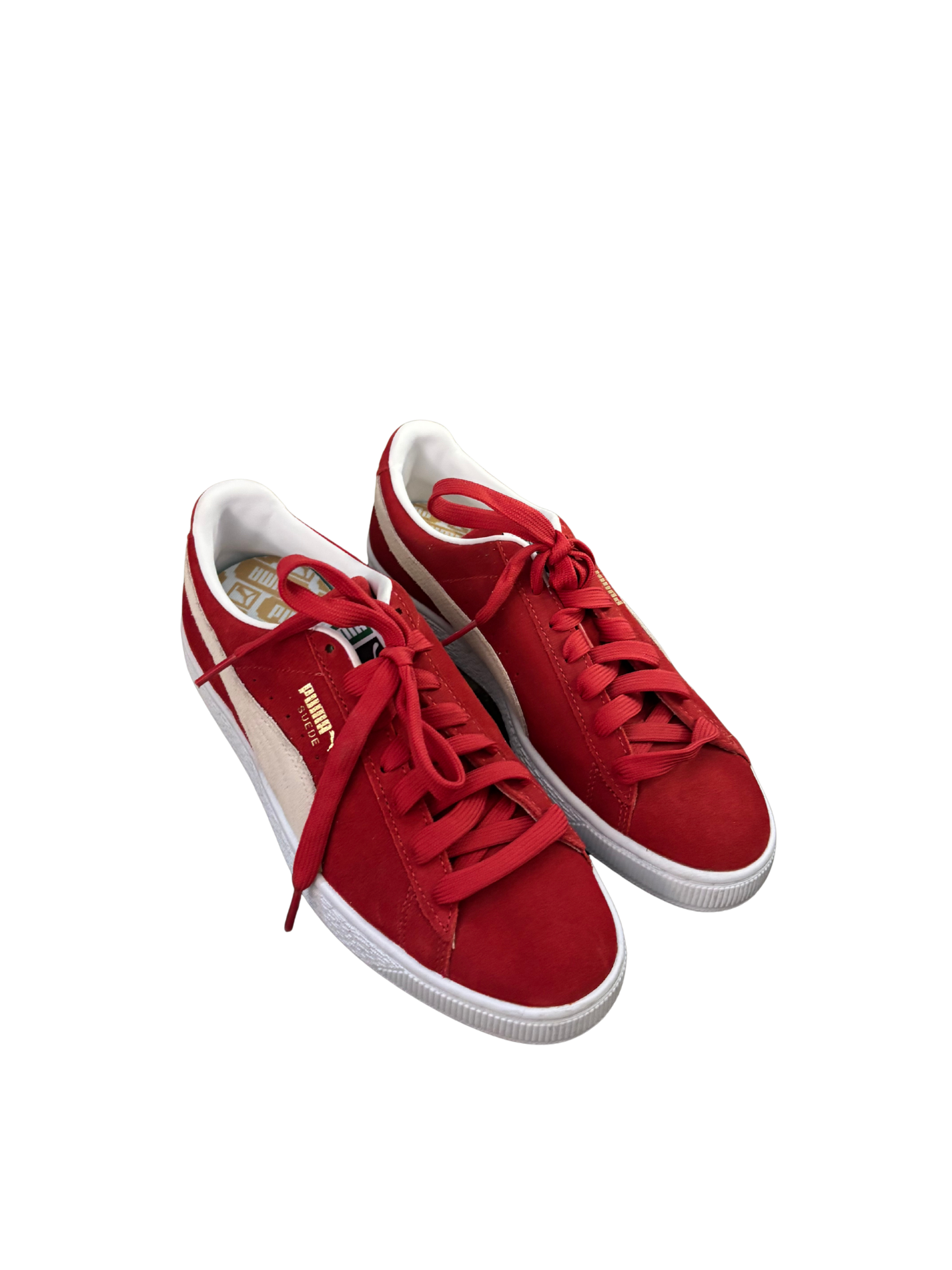 Red & Cream Suede Low Cut Lace Up Sneakers