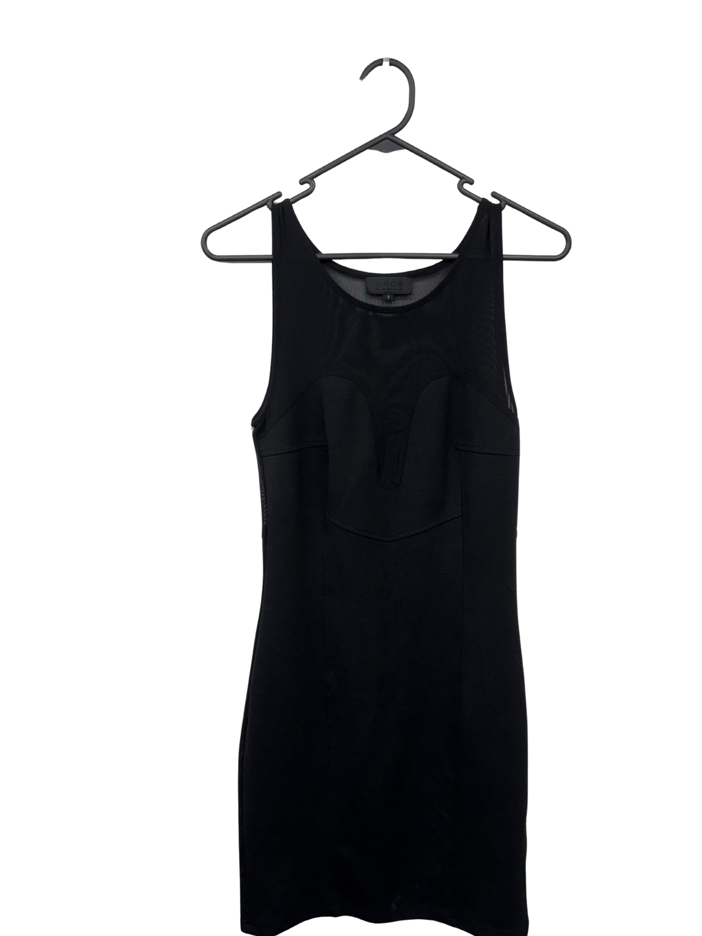 Black Sleeveless Short Dress with Mesh Shoulders