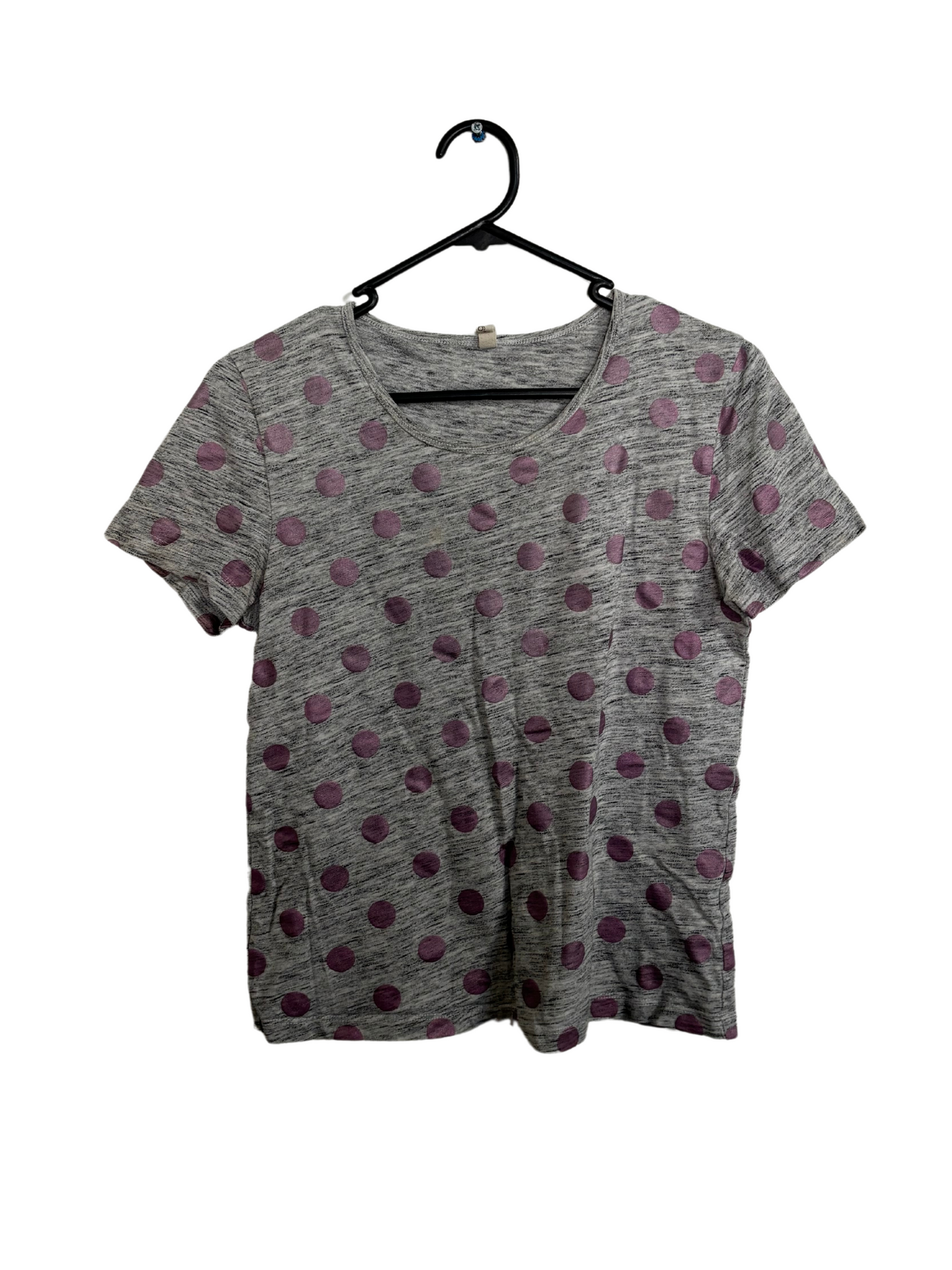 Grey & Metallic Pink Dot Short Sleeve T Shirt Top