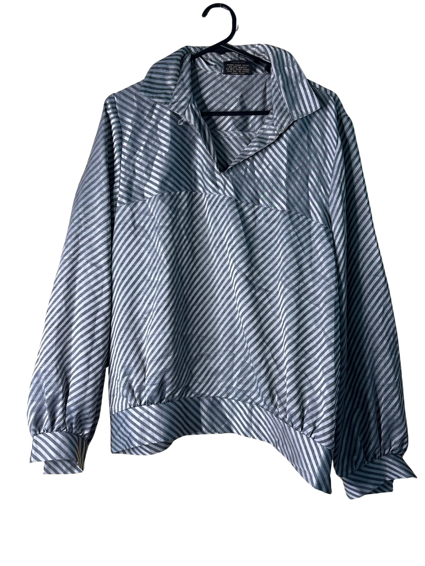 Vintage Grey Diagonal Stripe Long Sleeve Shirt