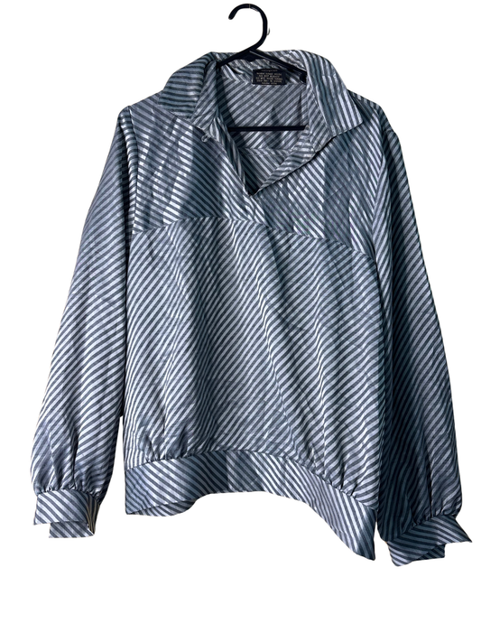 Vintage Grey Diagonal Stripe Long Sleeve Shirt